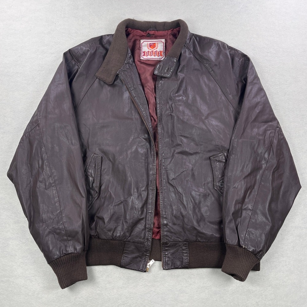 Baracuta G9 Harrington Jacket Mens Brown Leather Vintage Raglan Bomber Coat